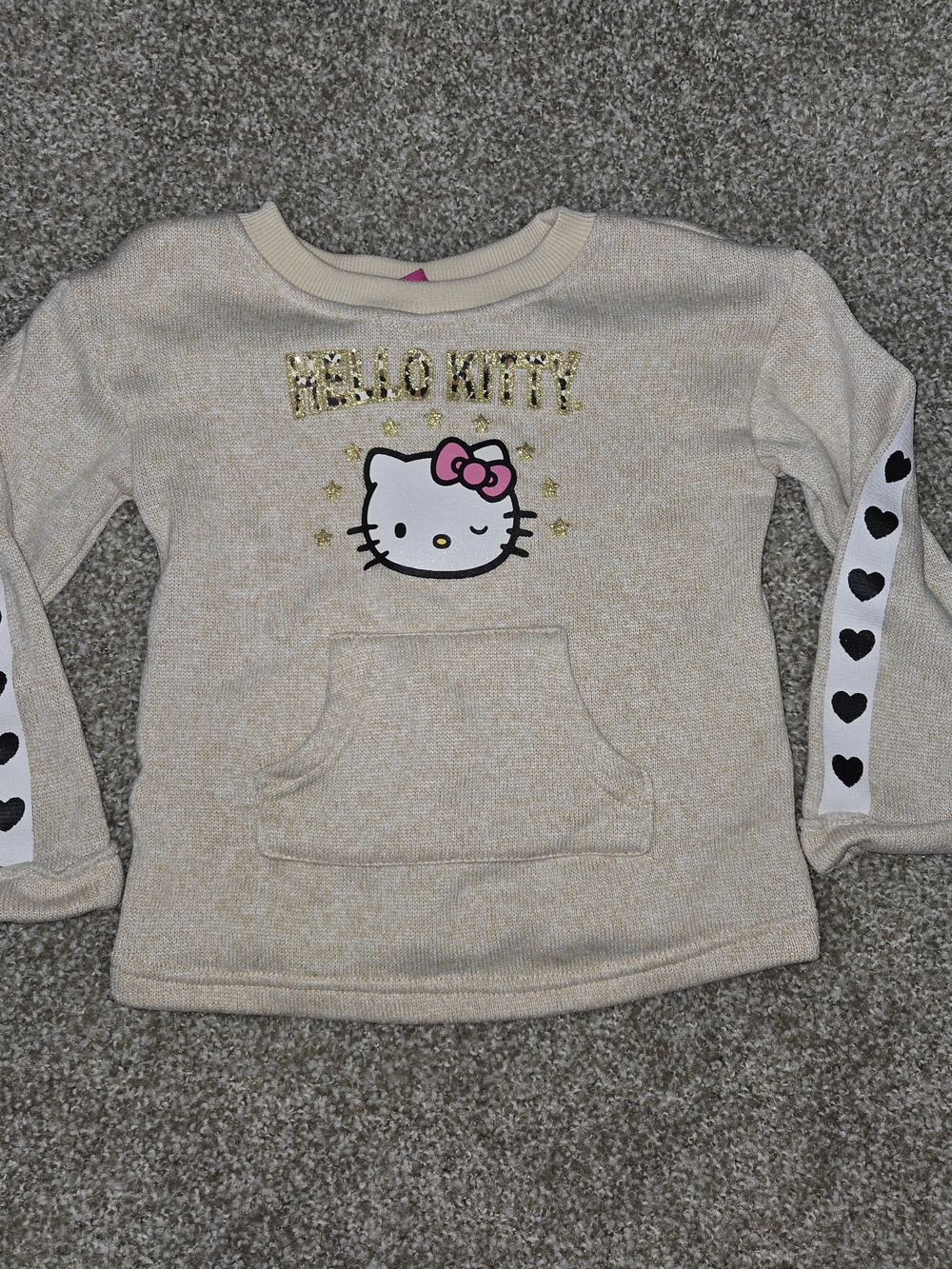 Hello Kitty Cream Glitter Pullover Top